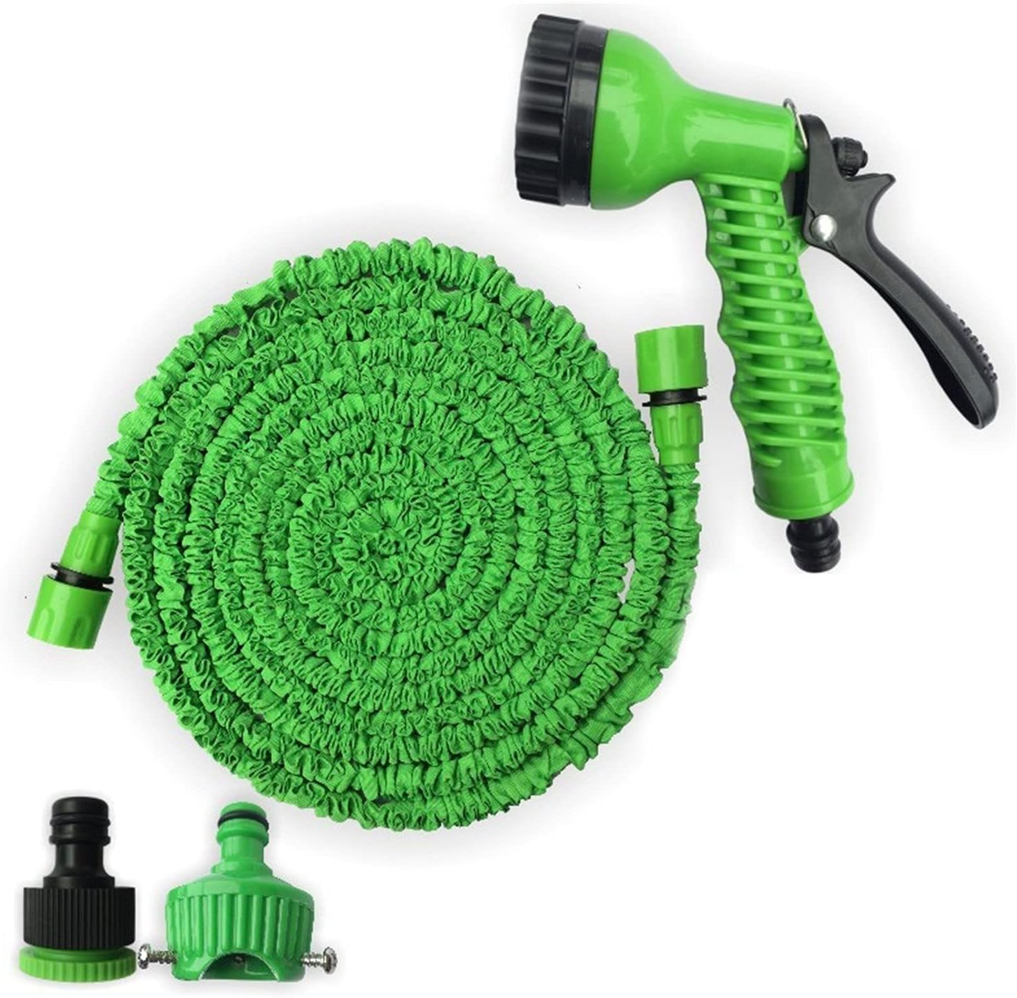 FMOPQ Mangueras de jardín Manguera de jardín para el hogar Manguera de Agua Flexible Extensible Mangueras de plástico con rociador para regar Tubo de Manguera de Lavado de Autos (Verde 125FT 37.5M)