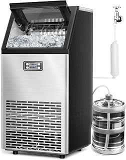 Joy Pebble Commercial Ice Maker Machine,100 lbs /24H Self Cleaning Under Counter Ice Machine with 24 Hour Timer,Ice Thickness Control, LED Digital Display,Stainless Steel Ice Maker for School Home Bar