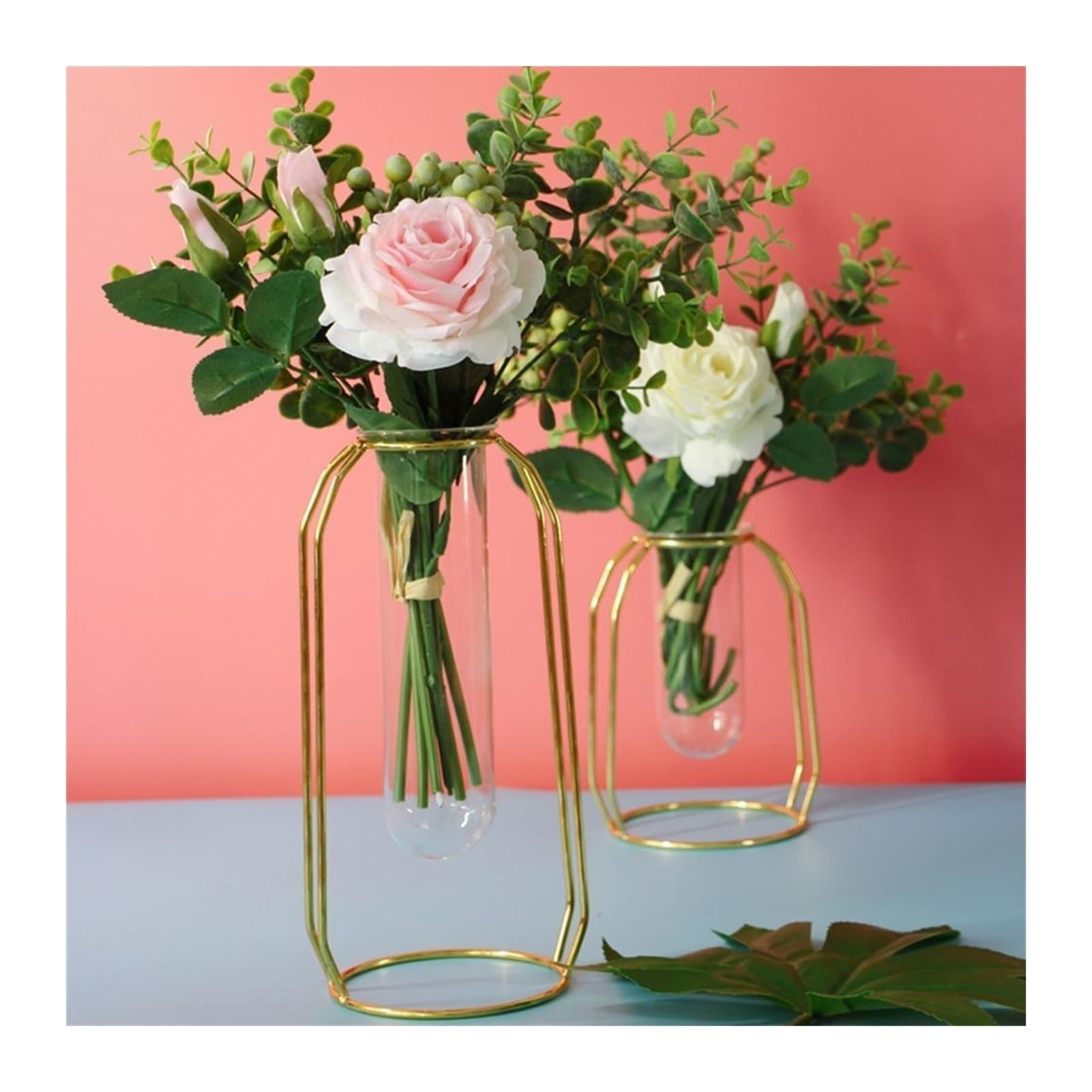 vases Vase hydroponique de Style Nordique Terrarium Portable Plante Terrariums Station de Propagation décor à la Maison Salon Fleur Support Ornement Vase à Fleurs(Rose Gold 2)