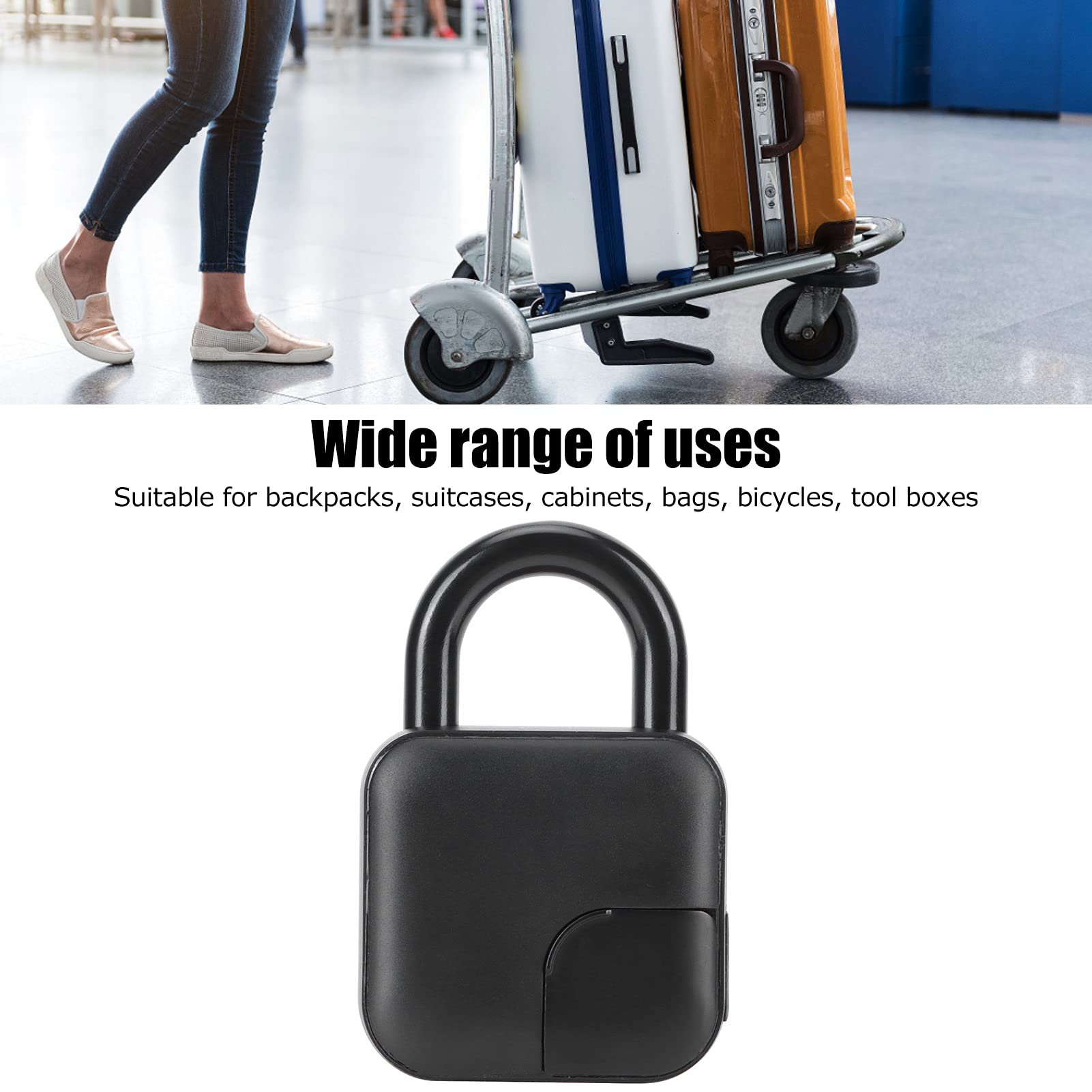 Cerradura de huellas dactilares Candado de seguridad sin llave Cerradura inteligente con reconocimiento biométrico de huellas dactilares para bicicleta Mochila Maleta Gabinete