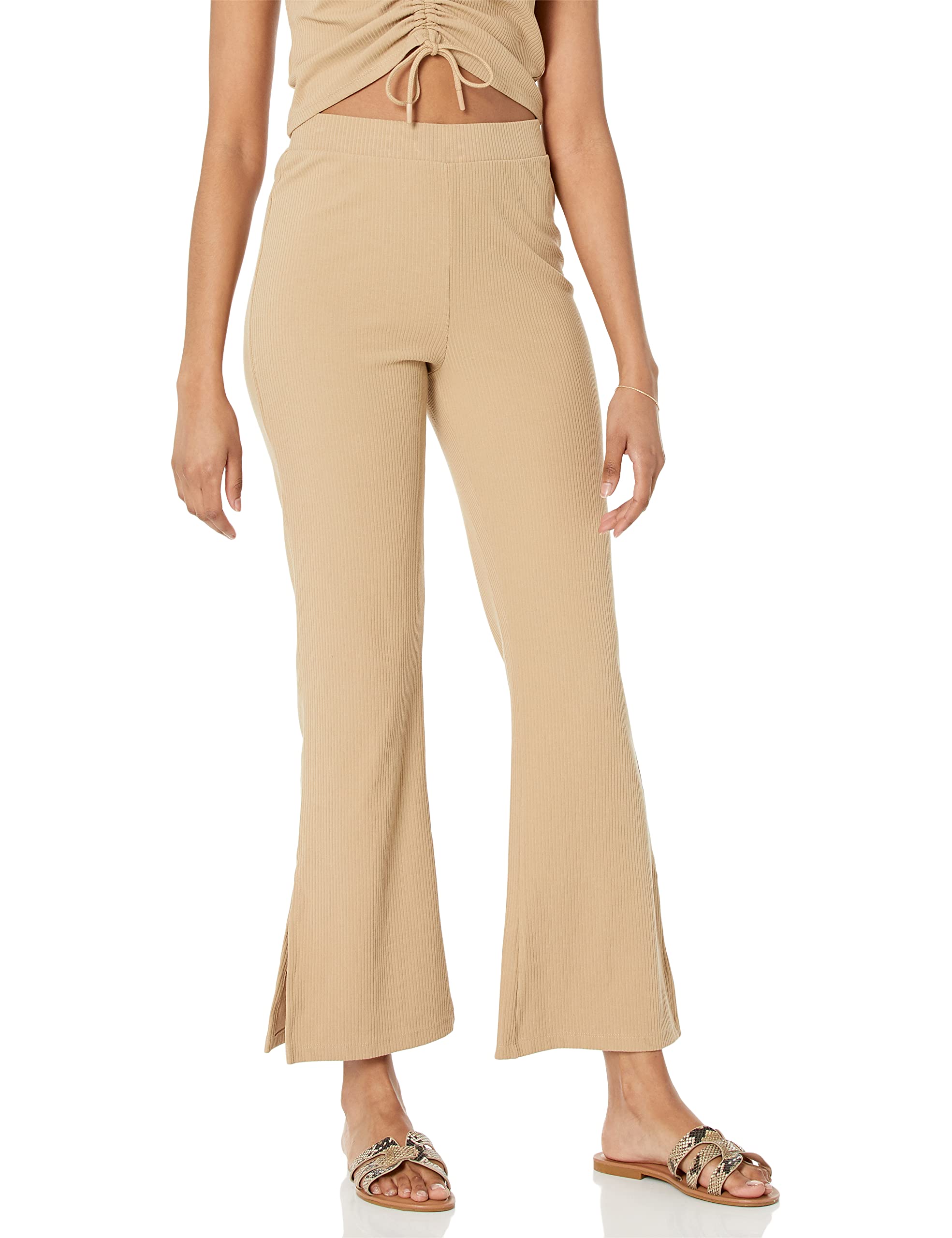The Drop Womens Hunter Pull-On Ribbed Side Slit Flare Pant