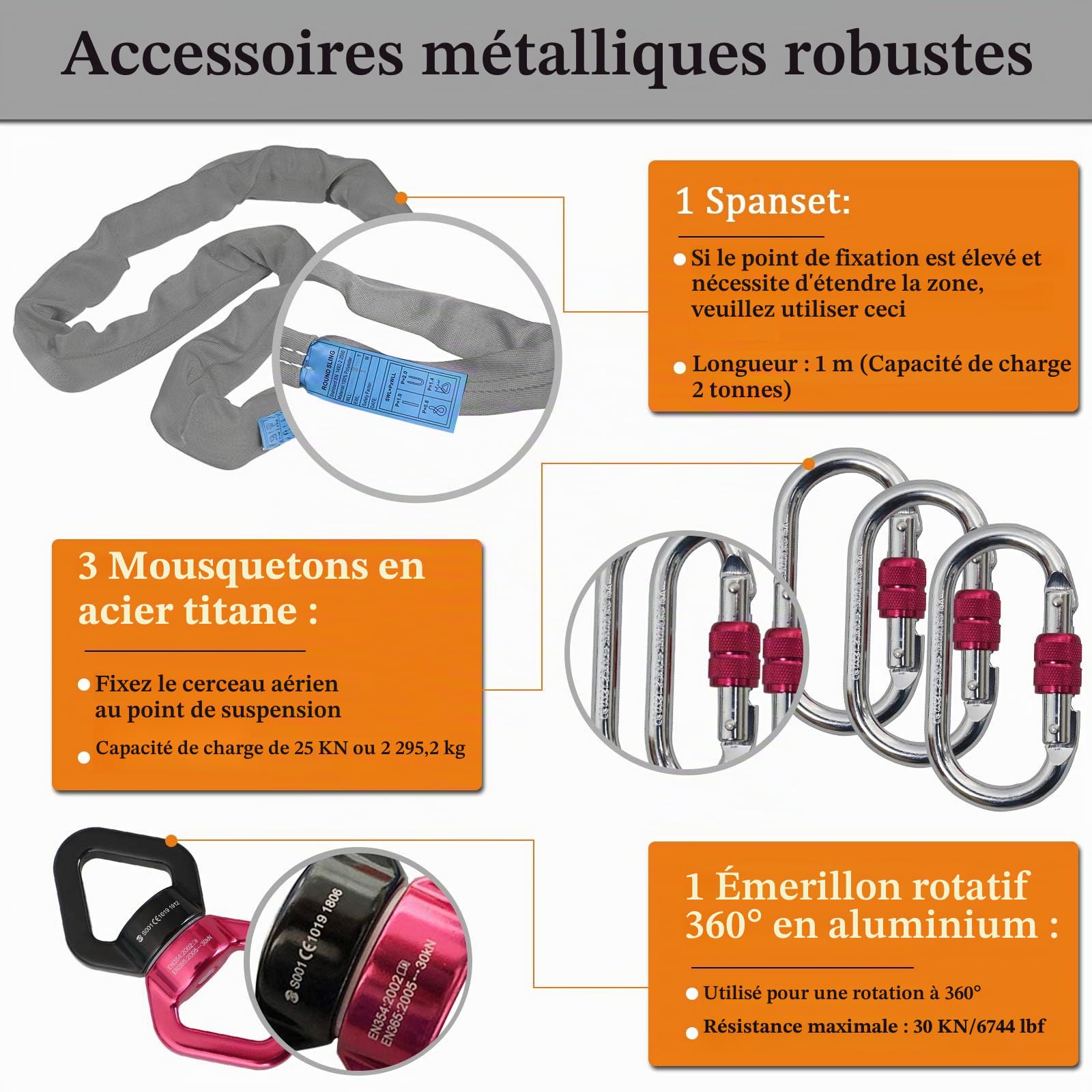 DASKING Cerceau aérien de 85 cm/90 cm, entièrement testé, 226,8 kg, équipement aérien de Cirque à Point Unique, Cerceau de Yoga avec Accessoires et Sac de Rangement