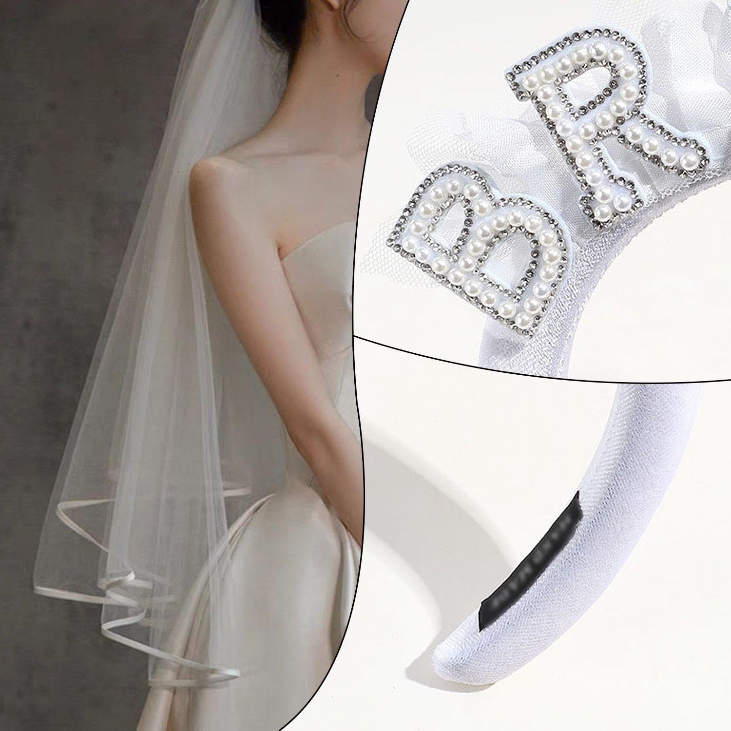 Fascia da Sposa con Perle, Velo da Sposa, 1 Pezzo, Elegante