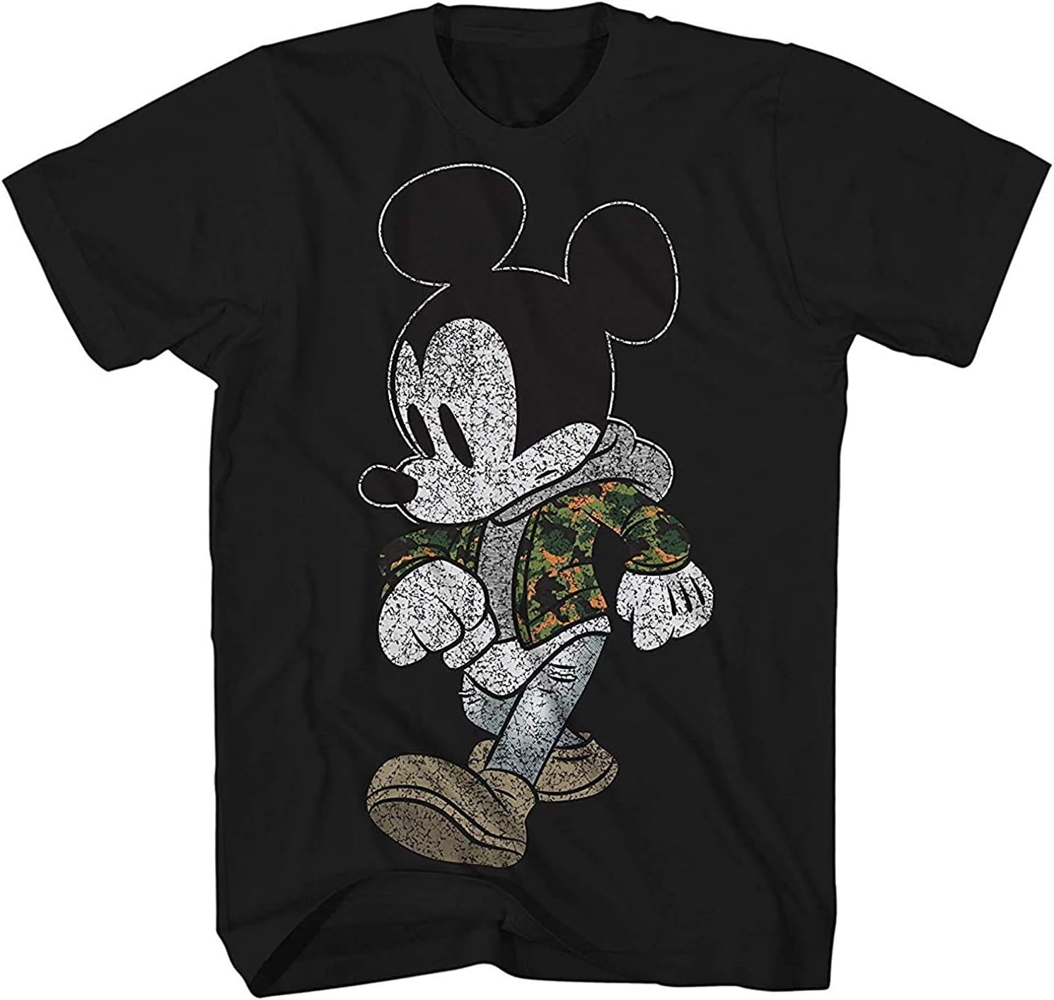 DisneyMickey Mouse Camo Distressed Camouflage Adult Mens Graphic T-Shirt