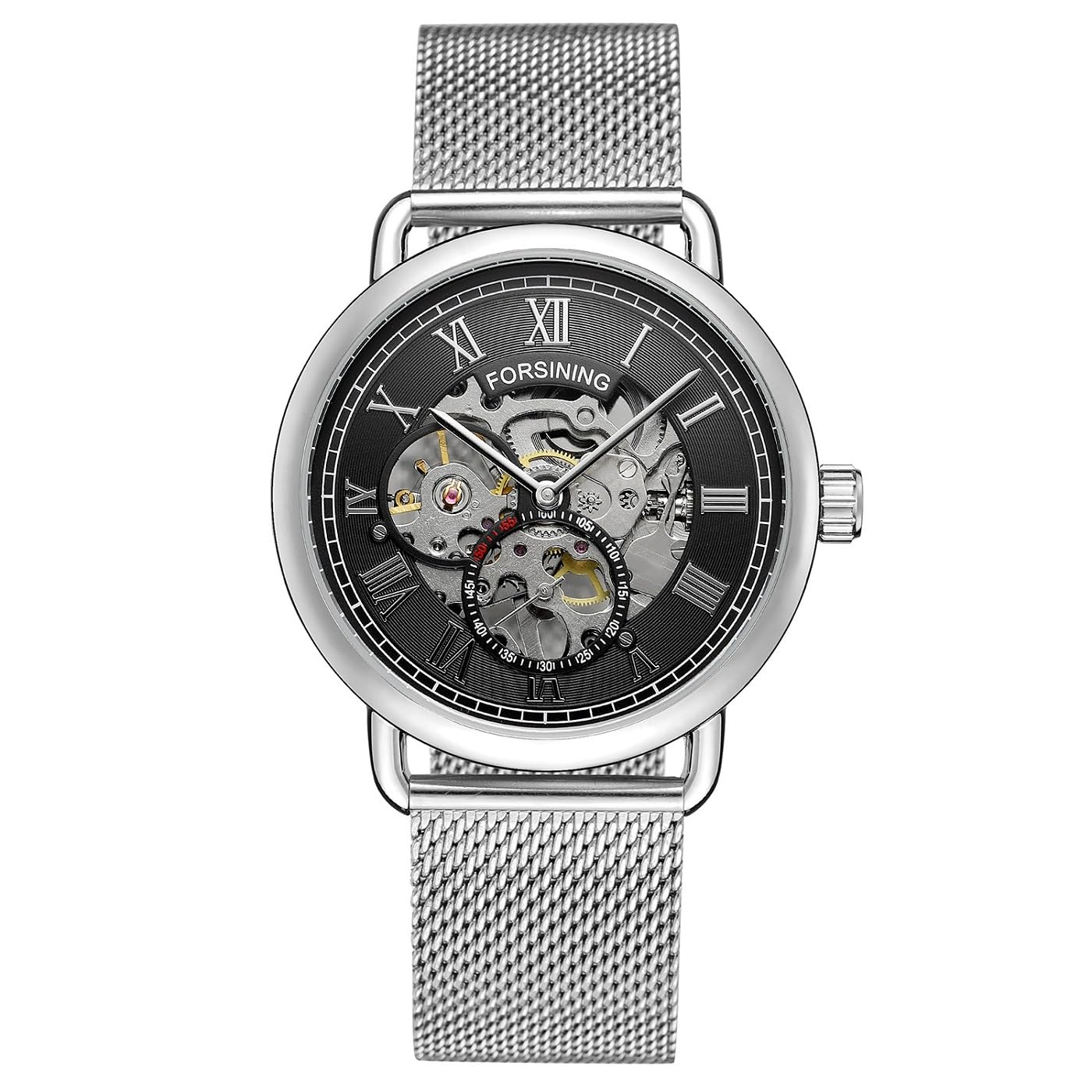 FORSINING Automatic Mechanical Analog Mesh Steel Band Mens Watch-Fsg8168, Dial Color_Silver,Band Color-Silver (B0CTXG3HZ9) Amazon Price History, Amazon Price Tracker