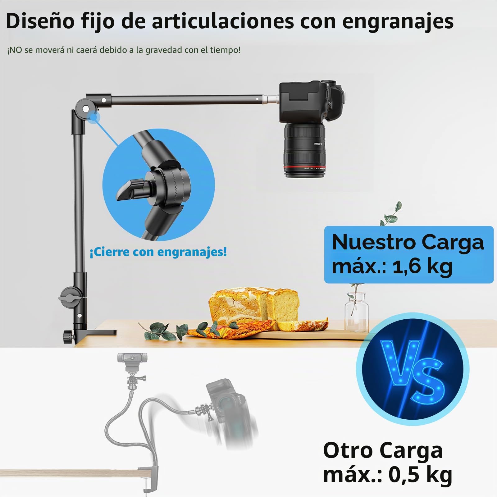 Soporte para Tableta con Soporte de Trípode para iPad de 360°, 68.5cm Soporte para Cámara Web de Brazo Largo para Escritorio, para Dispositivos de 4.7"-13", iPad Pro 12.9 Air Mini, Galaxy Tabs, Nexus