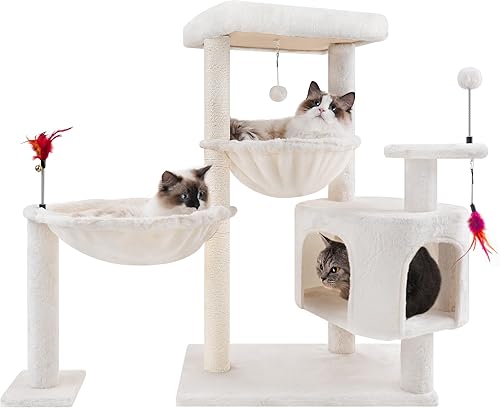YOUPET - Torre de árbol de cactus para gatos de 33.46 pulgadas con condominio para gatos y poste rascador para gatos de interior, muebles para gatos