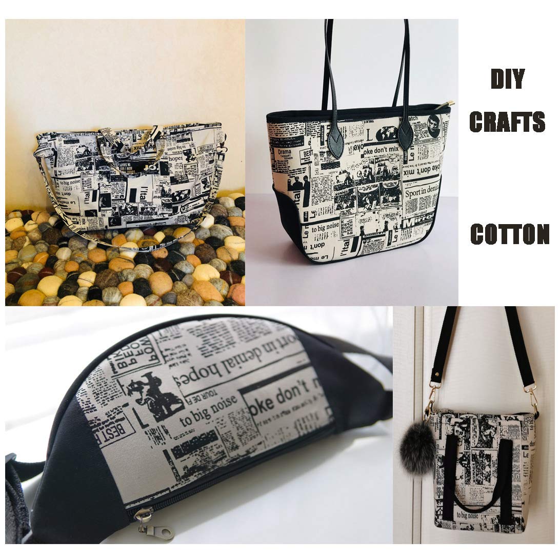 NAKAN Tessuto Policotone Stampa di Giornali retrò 80% Tessuto di Cotone 150cm di Larghezza Materiale Tessuto Artigianale per Il Cucito Fai da Te Creativo, Borse, Scrapbooking(Size:3m)