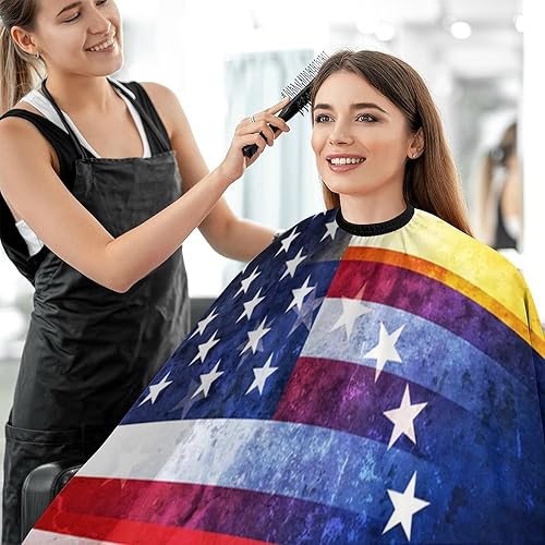 Miniatura 5 de Capa de peluquero con bandera de Estados Unidos y Venezuela, delantal de peluquería grande profesional, unisex, resistente al agua