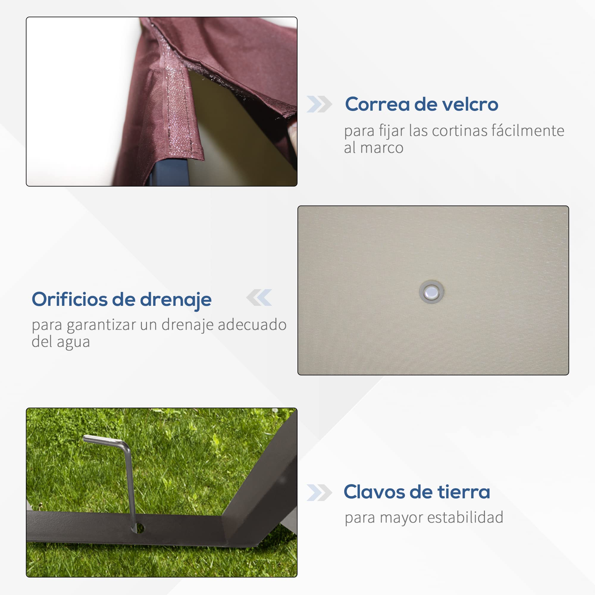 Outsunny Cenador de Jardín 3x3 m Pabellón Doble Techo Ventilación Beige | para Exterior, Marco de Acero Anti-UV, para Fiestas, Eventos, Patio al Aire Libre