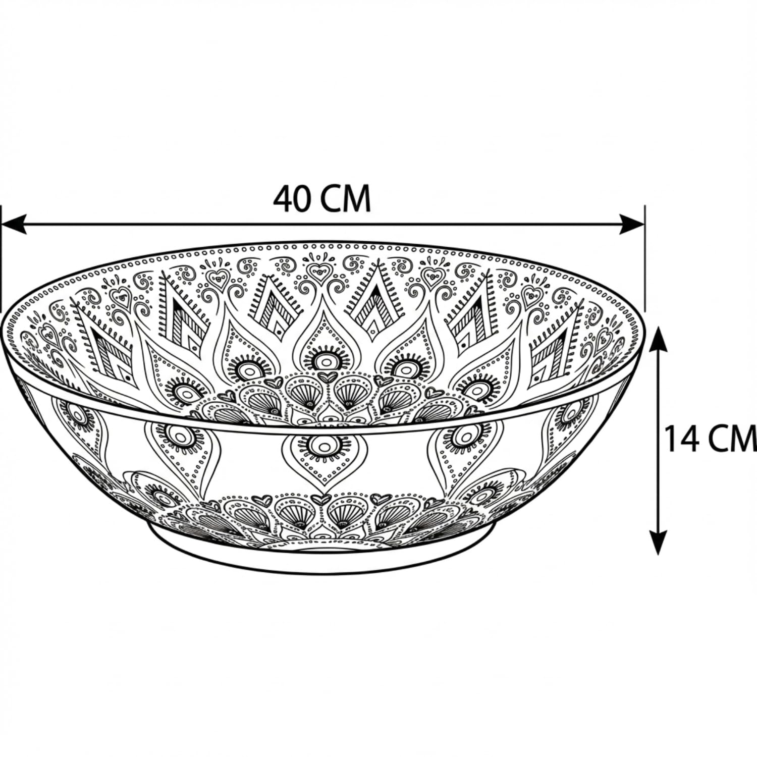 B Backline Ceramic Moroccan Wash Basin Countertop | Table Top Wash Basin Bathroom Sink | Art Basin For Bathroom & Livingroom 40 X 40 X 14 Cm (5 Years Warrenty) 1