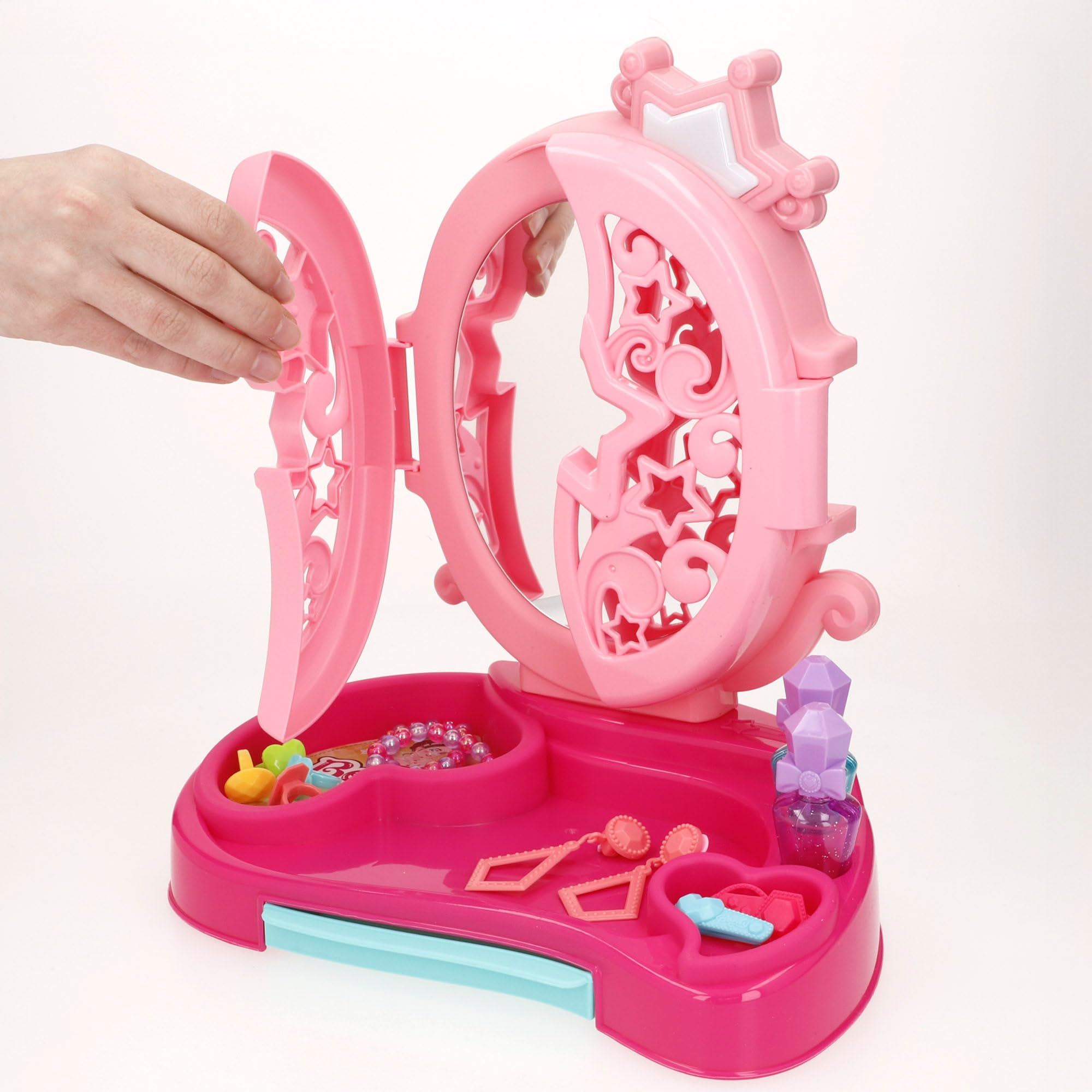 ColorBaby Beauty Love Tocador Infantil luz y Sonido, Medidas 27x18x31,5 cm, Incluye Espejo, secador, Peine, perfumes, pintalabios, Anillos, Pulseras y Accesorios, Desde 3 años (39439)