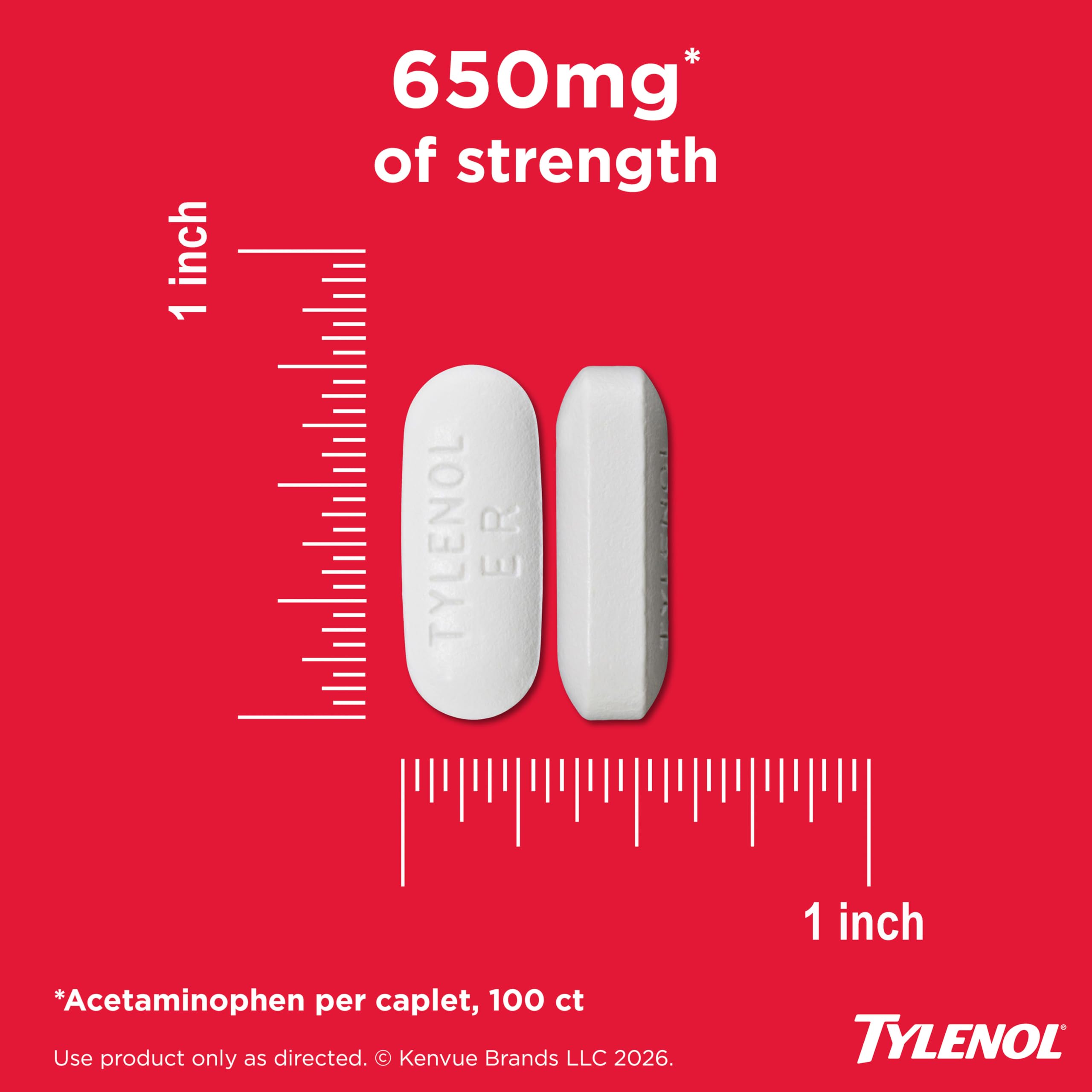 Tylenol 8-Hour Extended Release Caplets, 650 mg Acetaminophen, 100 Ct — Amazon image 6