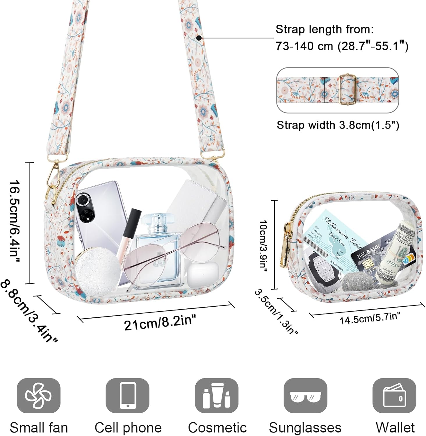 BORSA TRACOLLA TRASPARENTE Pvc Mancare Custodia Per Esterni Da Donna