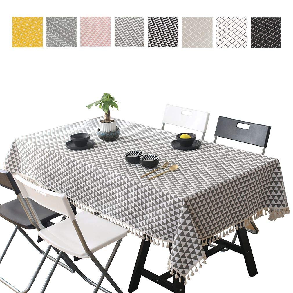 Nappe de table à carreaux protection et décoration de table basse grise 90x90