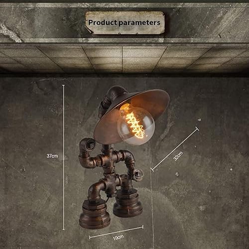 Miniatura 5 de Lámpara de mesa Steampunk, lámpara industrial de tubería de agua, lámpara de escritorio retro con tuberías de hierro, lámparas vintage para