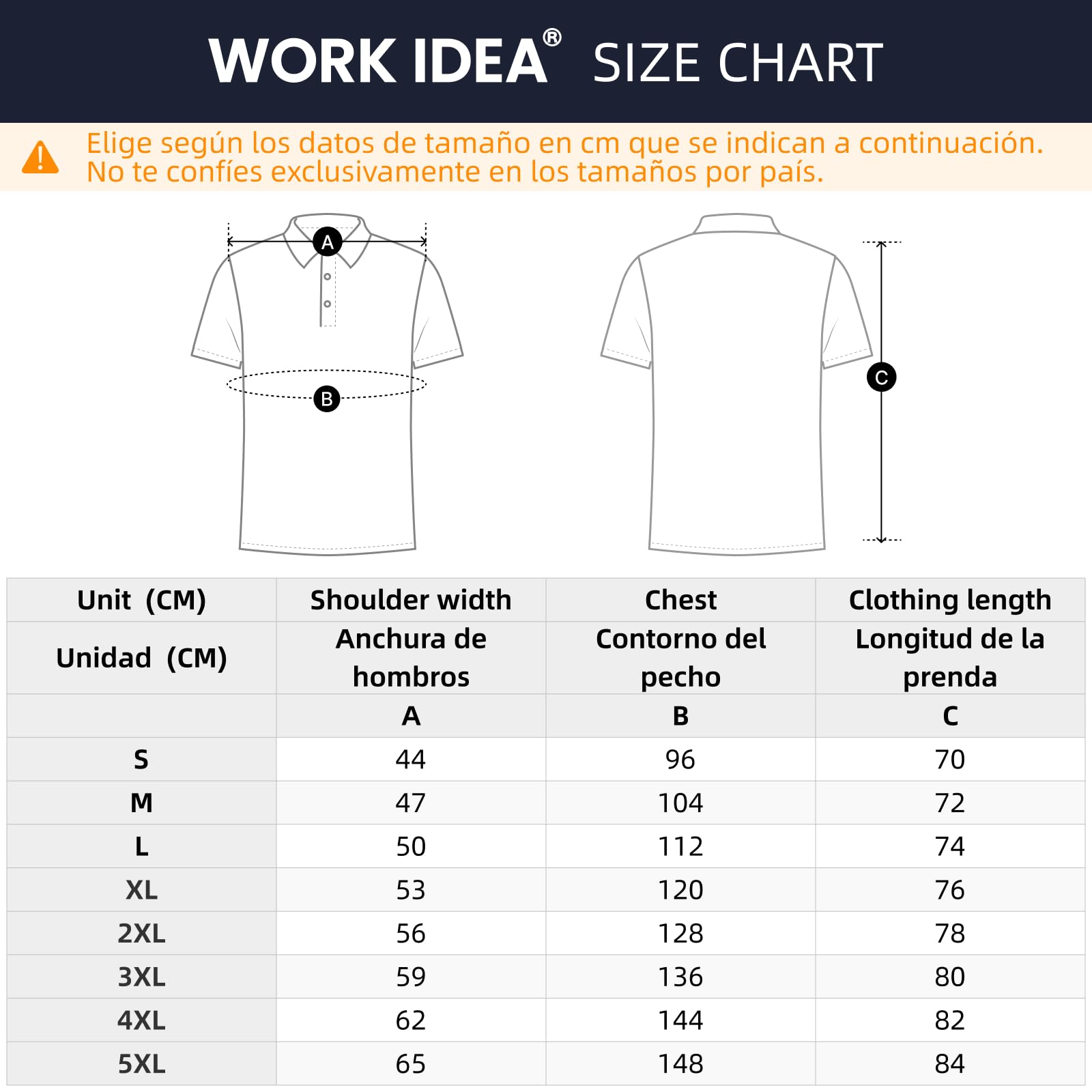 WORK IDEA Polo de Trabajo de Manga Corta para Hombre, 100% Poliéster