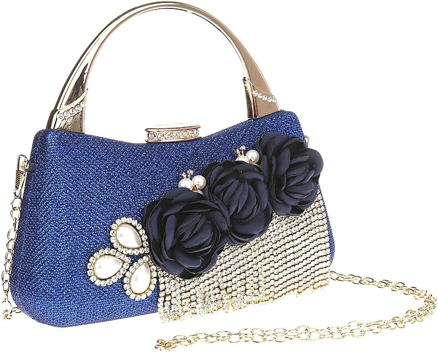 Flowered and Beaded Tassels Handbags Wedding Clutch Purse Evening Bags Dinner Bags for Women