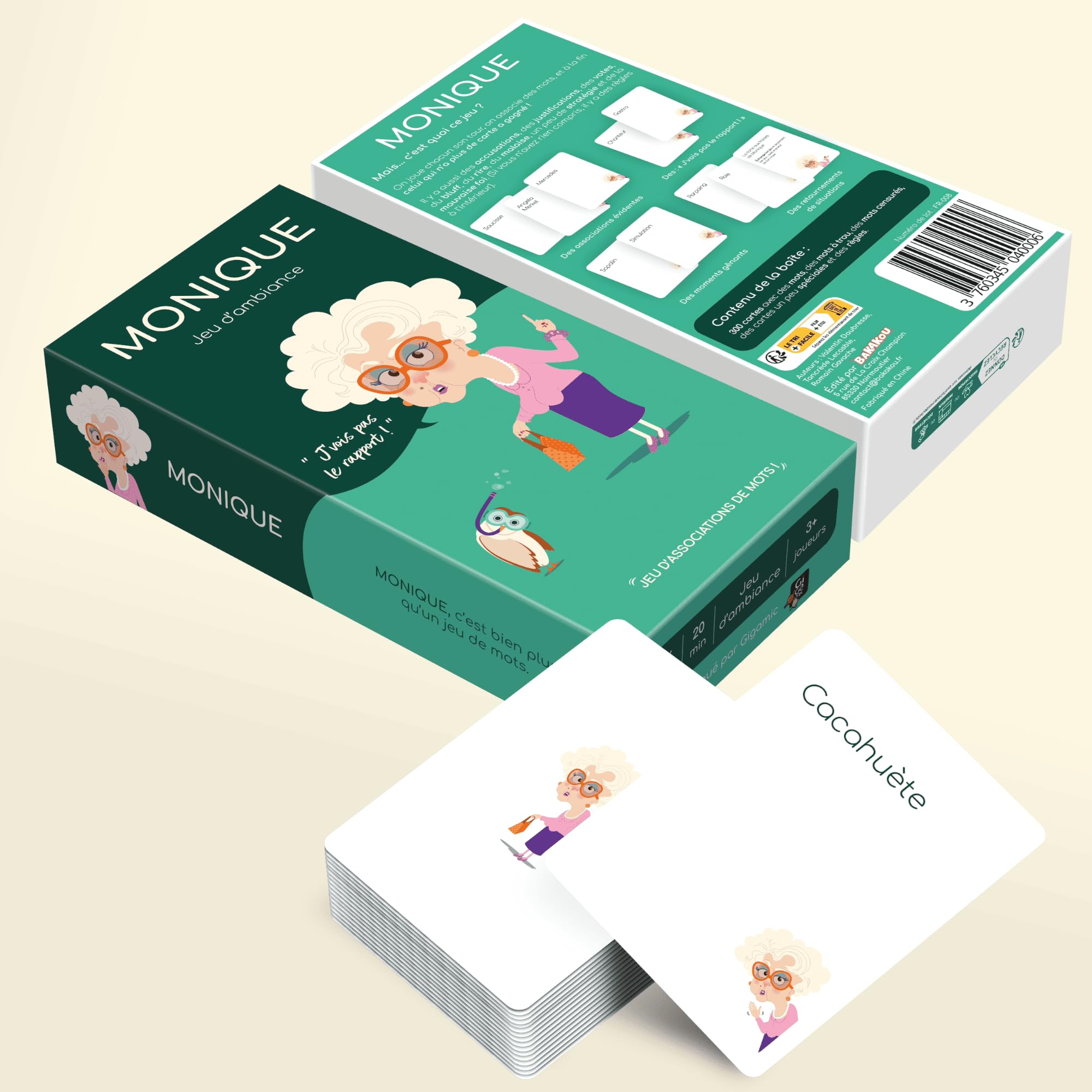 Monique Juego de mesa, Asociación de Palabras, Justificación, Bluff, Locos Risas, Juego de Ambiente, Juego de Mesa Adultos con más de 1 millón de jugadores, Juego de cartas x300, Diseñado en Francia