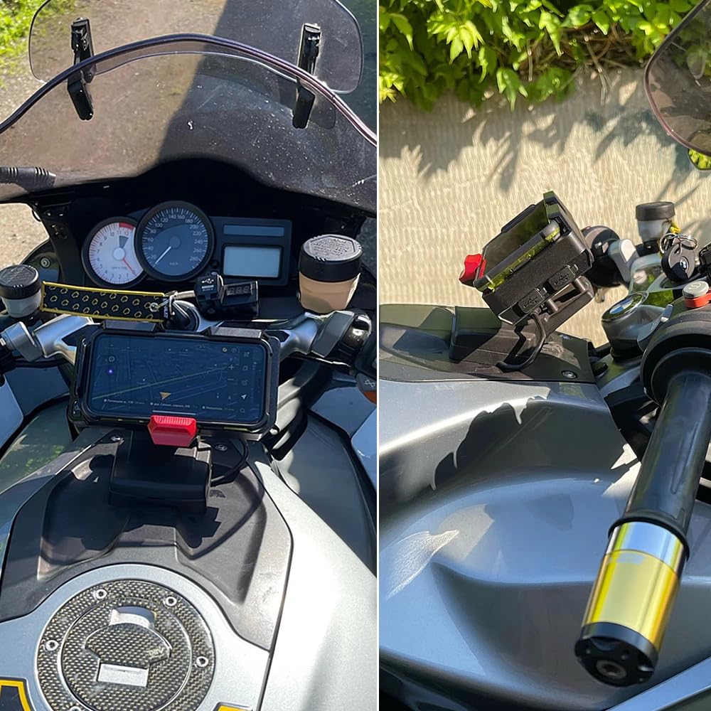 Uniwersalna bezprzewodowa ładowarka motocyklowa uchwyt nawigacyjny szybkie ładowanie 22 mm | Nowy kompatybilny z uchwytem GPS Versys 650 Tracer 7
