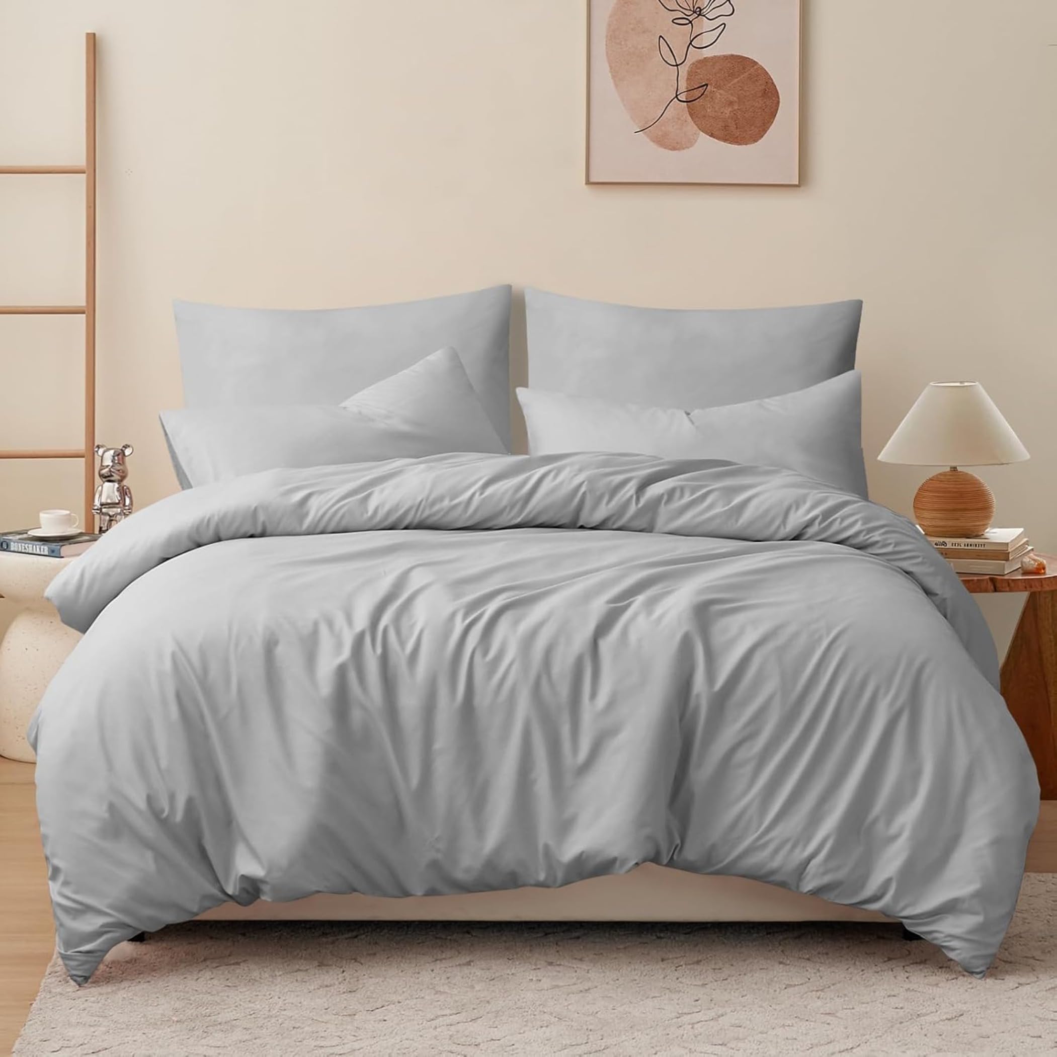 WYFKYMXX Waterproof Duvet Cover Washable and Reusable Breathable White Incontinence Duvet Protector Cover with Zipper Closure for Pets, Dog, Cat, Kids, Elder (Light Gray,Super King)