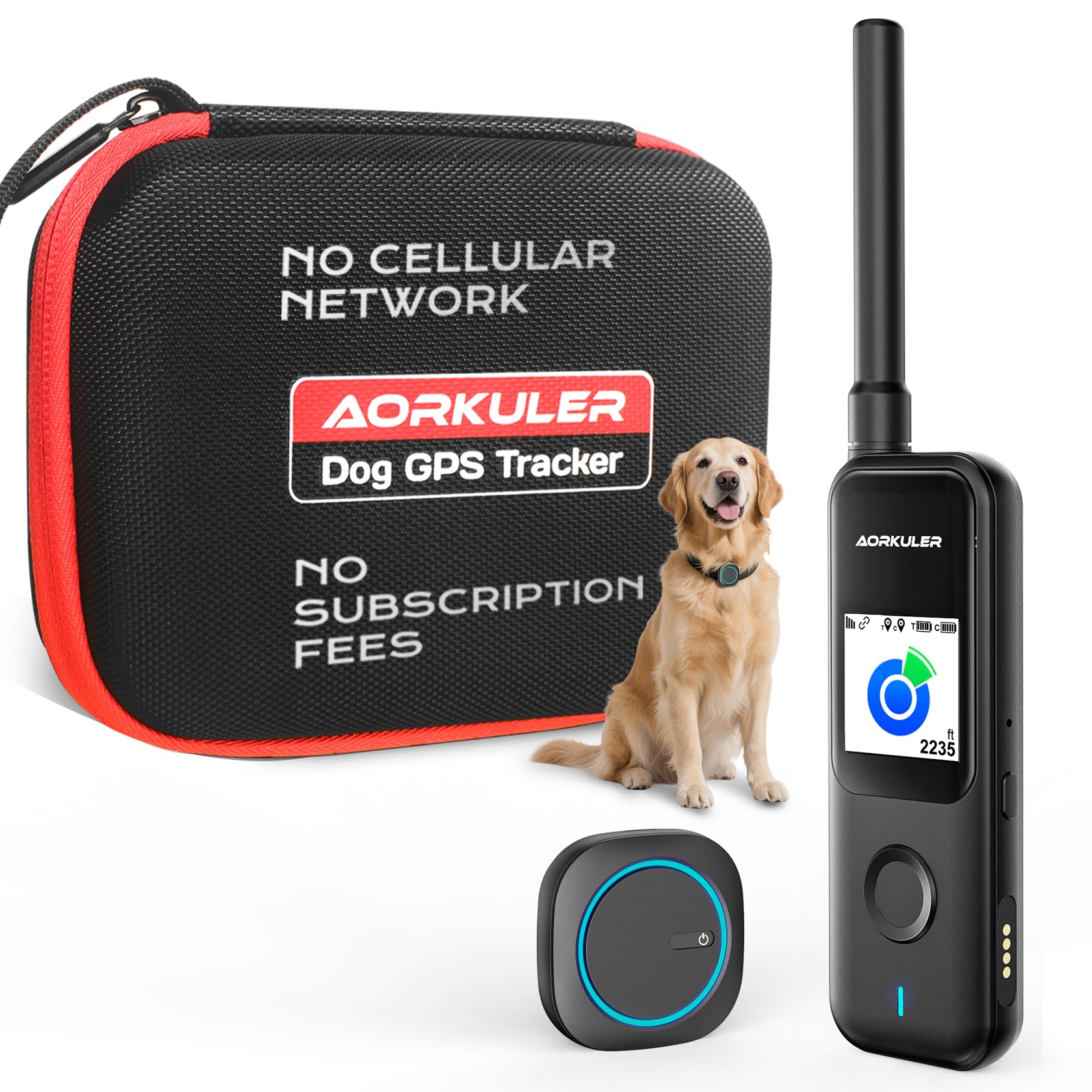 GPS Tracker for Dog Without Cell Service,No Subscription Required, Portable Pet GPS Locator Finder Real Time Tracking Device for Areas with Poor Network Signals,Waterproof (Tracker 2) Black