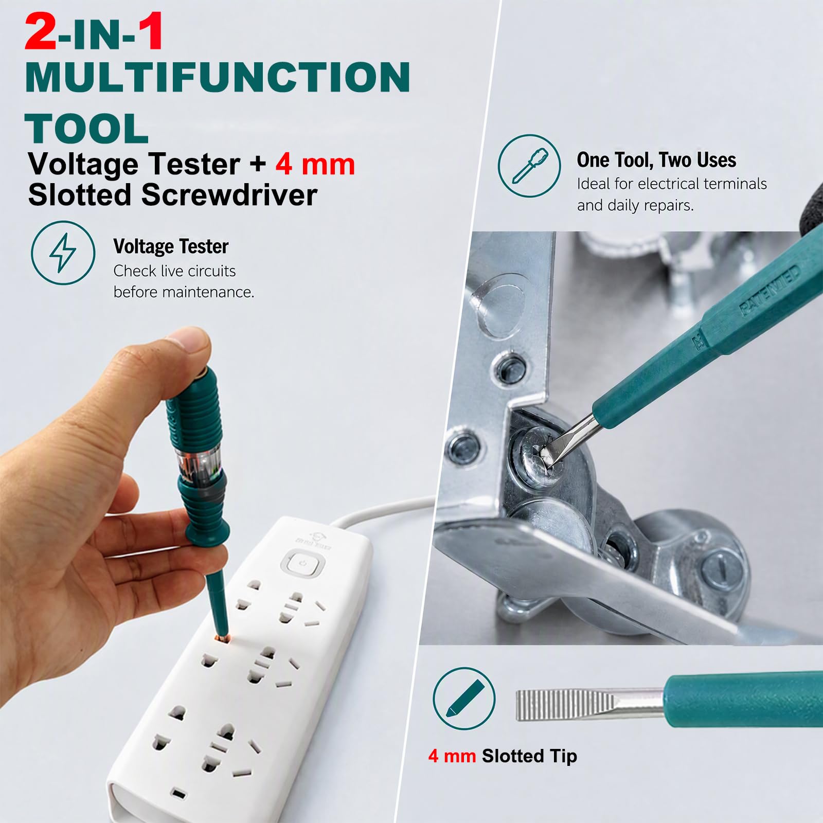 TOTAL Voltage Tester Screwdriver 100-500V AC | 2-in-1 Phase Tester & Slotted Screwdriver | Insulated Electric Tester Pen | Durable & Easy to Use for Home & Electricians — Amazon image 4