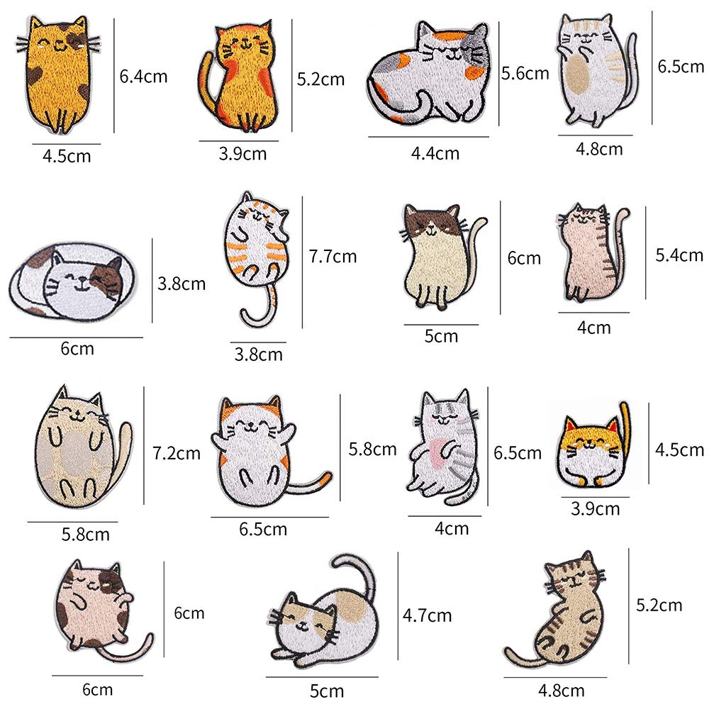 15 Toppe Termoadesive Con Gatto - Ricamate, Per Abbigliamento, Zaini, Jeans, Decorazioni Fai Da Te - Foto 5
