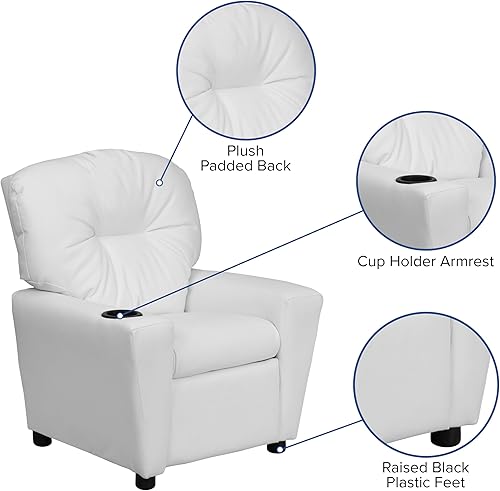 Miniatura 225 de Flash Furniture Chandler LeatherSoft - Silla reclinable para niños con portavasos y reclinable de seguridad, silla reclinable contemporánea para