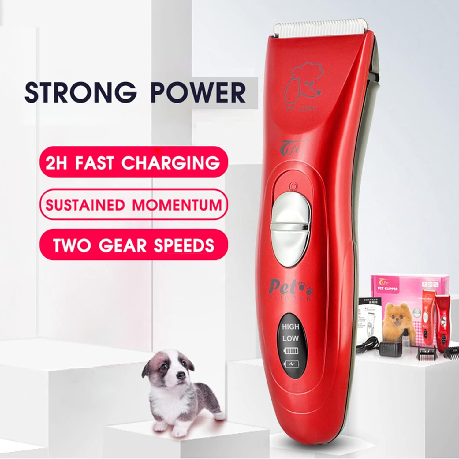 Dog Clippers Low Noise for Grooming, Cordless Electric Quiet Pet Shaver with USB Rechargeable, Dog Grooming Clippers Kits Shaver Shears Dog Nail Clippers for Dogs Cats