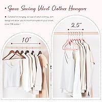 Vista 4 de HOUSE DAY - Paquete de 60 perchas de terciopelo rosa antideslizantes con forro de fieltro, perchas de terciopelo resistentes, lindo gancho