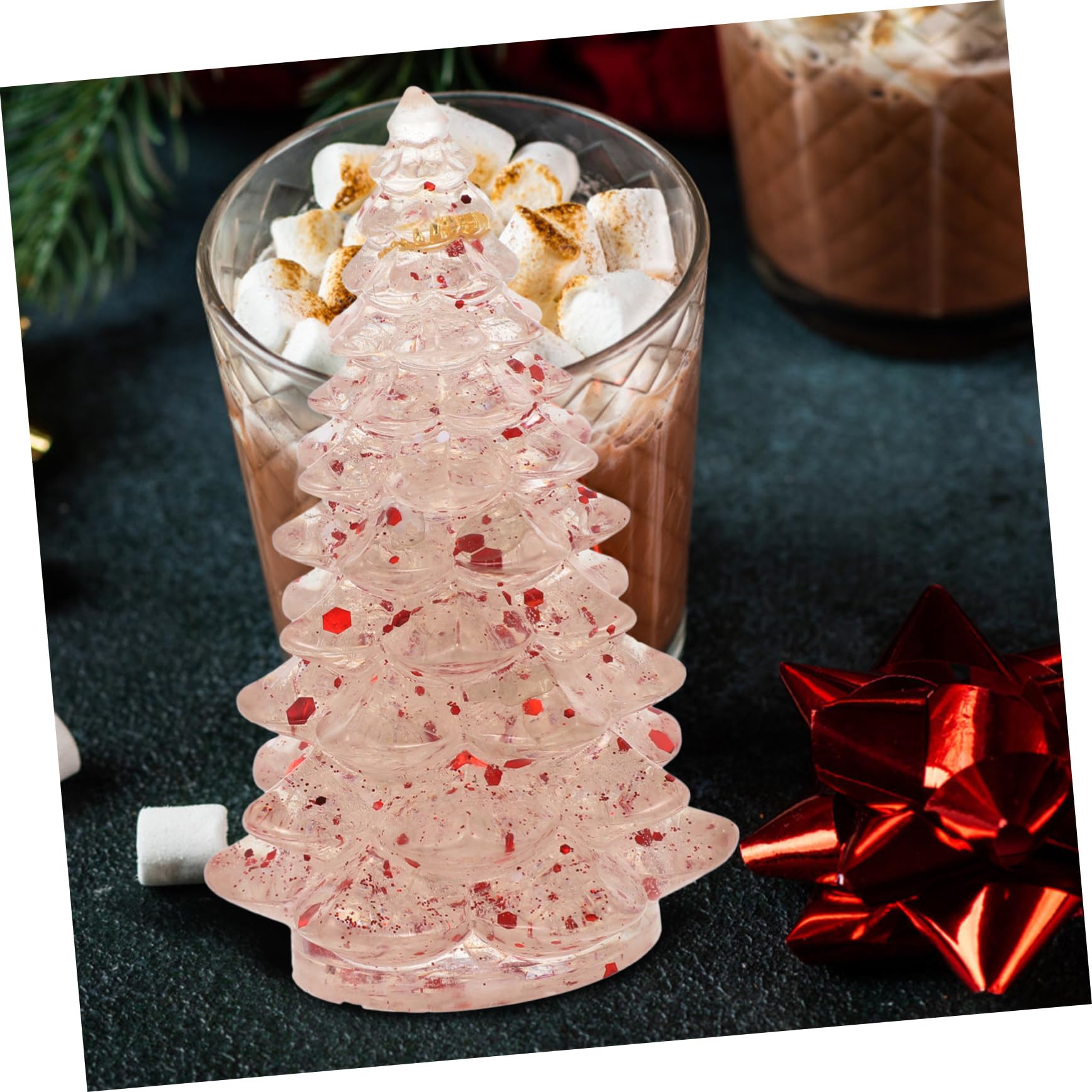 TOPBATHY 5 Pezzi di Decorazioni per La Cima Dellalbero di Natale Mini Albero di Natale in Resina Decorazioni da Tavolo per Feste di Natale