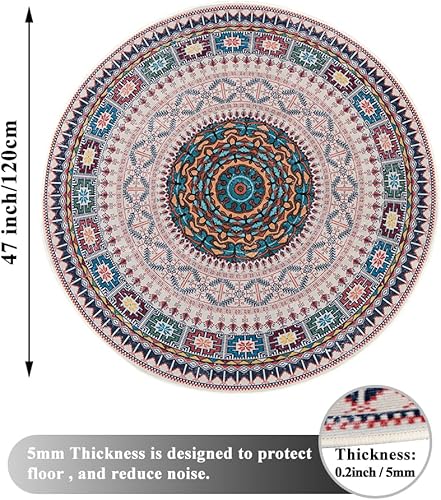 Miniatura 2 de Honorstar Tapete para silla de oficina para alfombra y suelo de madera dura, alfombra redonda para silla de juegos, alfombra redonda de 47 pulgadas,