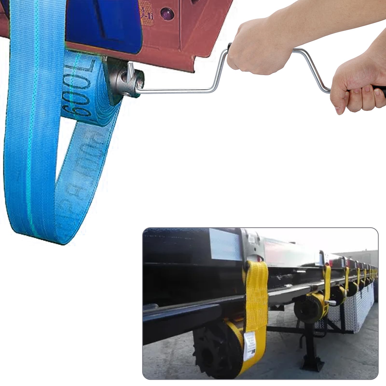 Sumnacon Strap Winder: 18 Inch Stainless Steel Portable Winch Winder for Truck Flatbed Trailer, Black