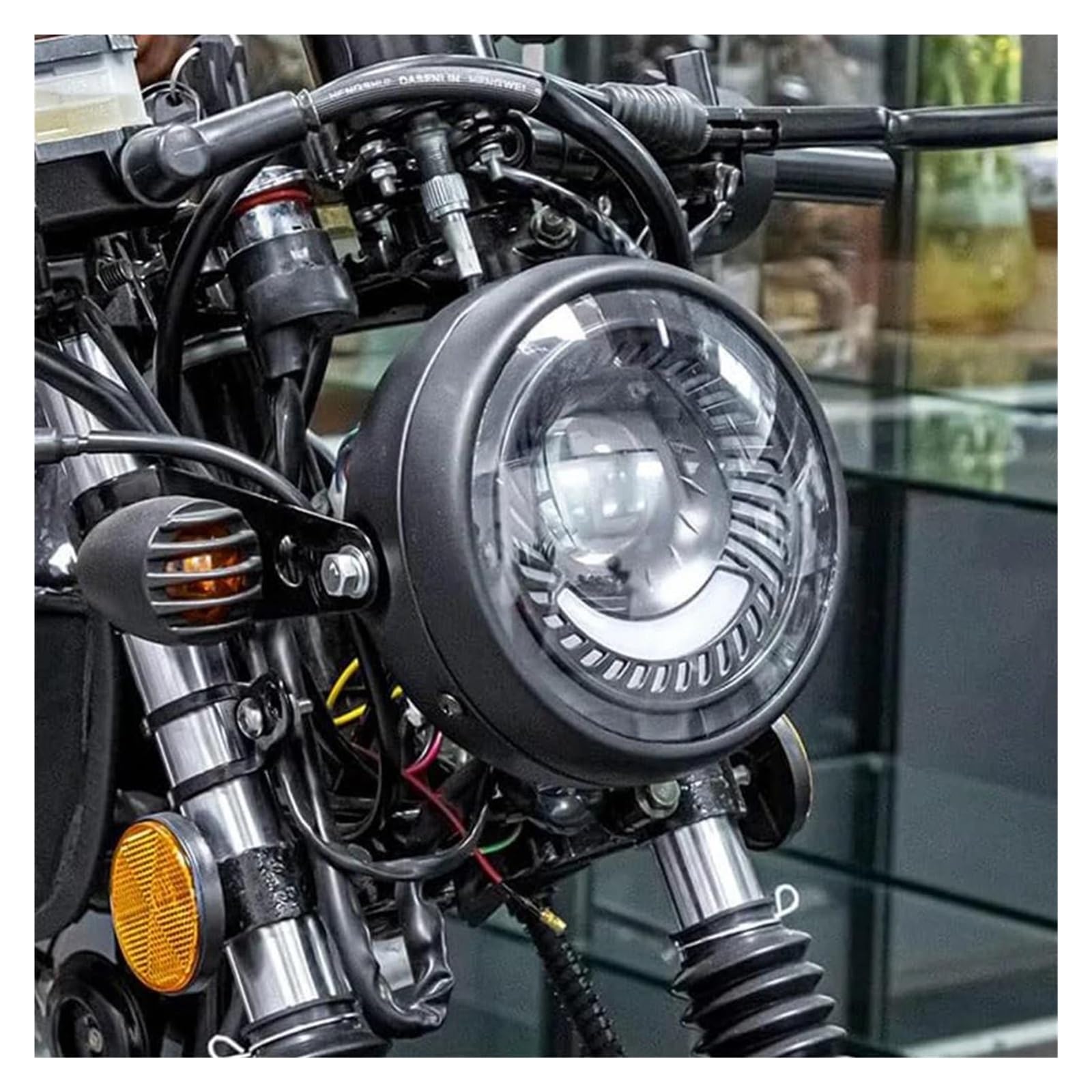 Anteriore Faro Faro Anteriore A LED Per Moto Da 6,5 ​​pollici, Rotondo Retrò, 12 V, 26 W, 6500 K, Con Kit Di Staffe, Parti Modificate Fanale Moto Anteriore