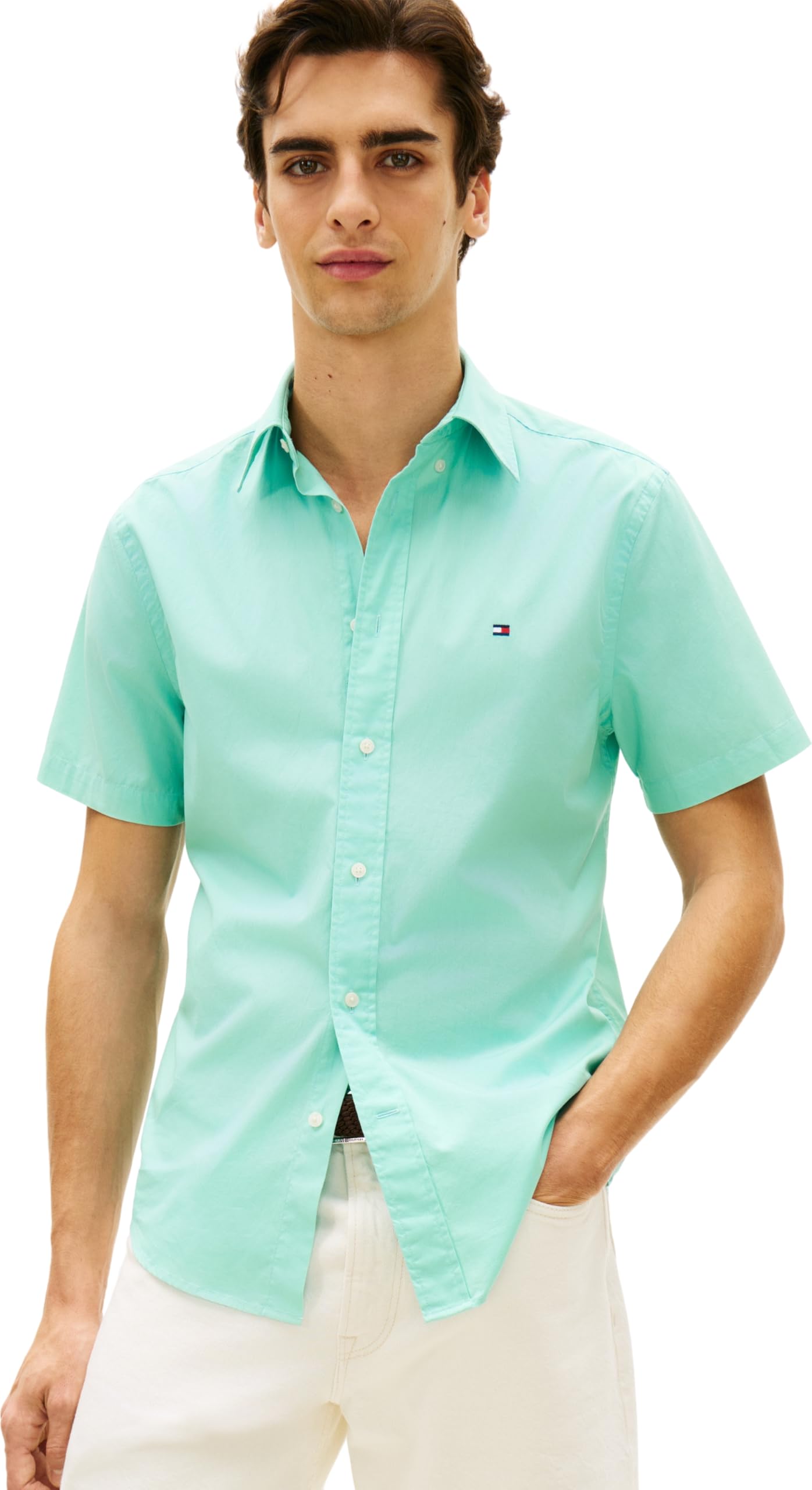 Tommy Hilfiger Herren Flex Poplin Solid S/S Shirt Mw0mw42630 S/S Shirt (1er Pack)