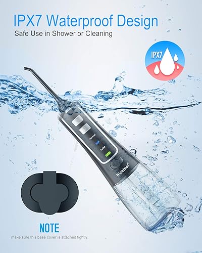 Miniatura 4 de Nicefeel - Limpiador de dientes de agua inalámbrico de 101fl oz irrigador bucal portátil recargable por USB para viajes hogar 3 modos IPX7