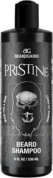 Beard Gains Pristine Scented Vegan Beard Shampoo made, 100% Organic and Paraben/Sulfate Free | Moisturize & Control Wild Facial Hairs & Promote Growth | MADE IN USA