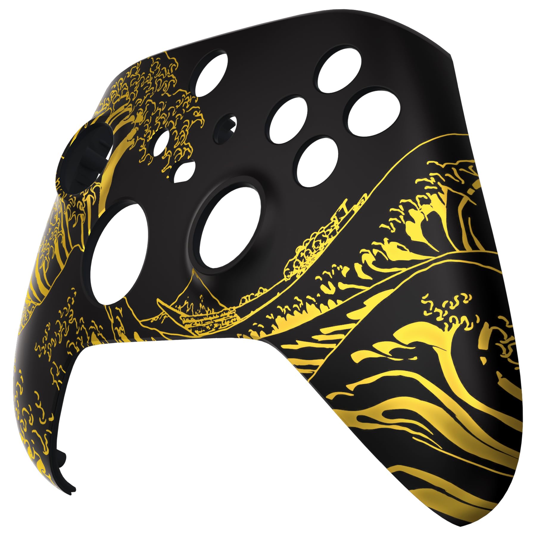 eXtremeRate Custom Front Cover for Xbox Series X/S, Replacement Front Shell for Xbox Series X/S Controller, The Great Golden Wave Off Kanagawa - Black - 5
