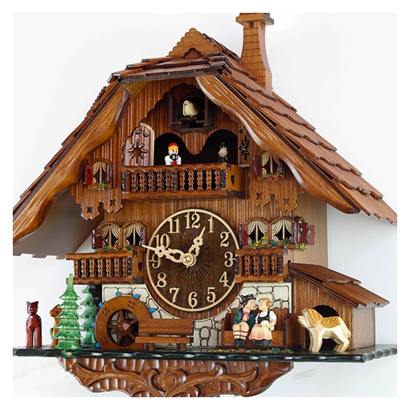 DARZYS Cuckoo Clock, Cuckoo Wall Clock, Wall Clock with Pendulum House Clock Hanging Clock for Living Room Office Home Decor(B,Large)