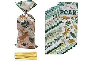 50 Pieces Blue Dinosaur Candy Bags for Birthday Party