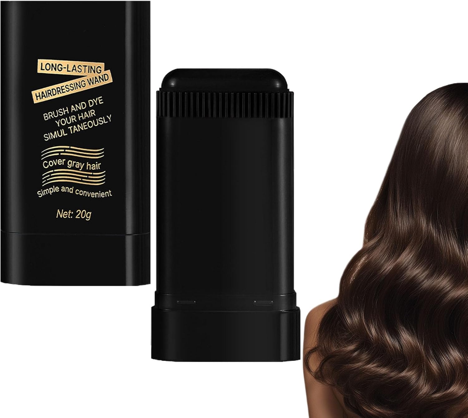 Carylook Haarverf Stick, Waterdichte en Zweetbestendige Haarverf Stick, Om Grijs, Wit Haar Concealer Kam, Veilig en Handig voor Snelle Bijwerking, Ingebouwde Kam, Snelle dekking (Black#1)