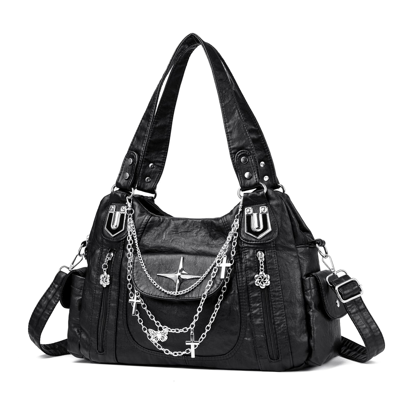 Torby Hobo dla kobiet Wegańska skórzana torba na ramię Y2k Crossbody Hobo Satchel Torebka na ramię z wieloma kieszeniami Torebka z regulowanym paskiem dla pań Praca Zakupy Podróże