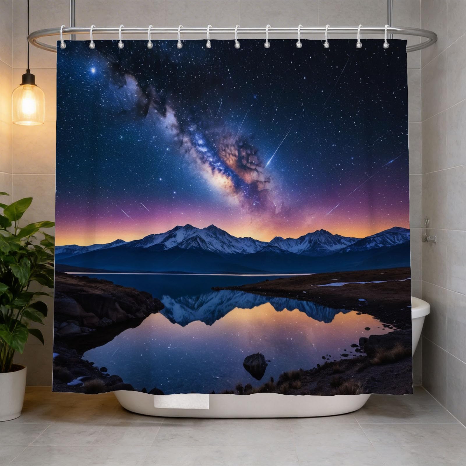 Hongduo 3D Starry Sky Shower Curtain for Stalls Bathtubs Lake Bathroom Decor Shower Curtain Set Polyester Fabric Waterproof 180x200cm/71X79 Inch with Hooks