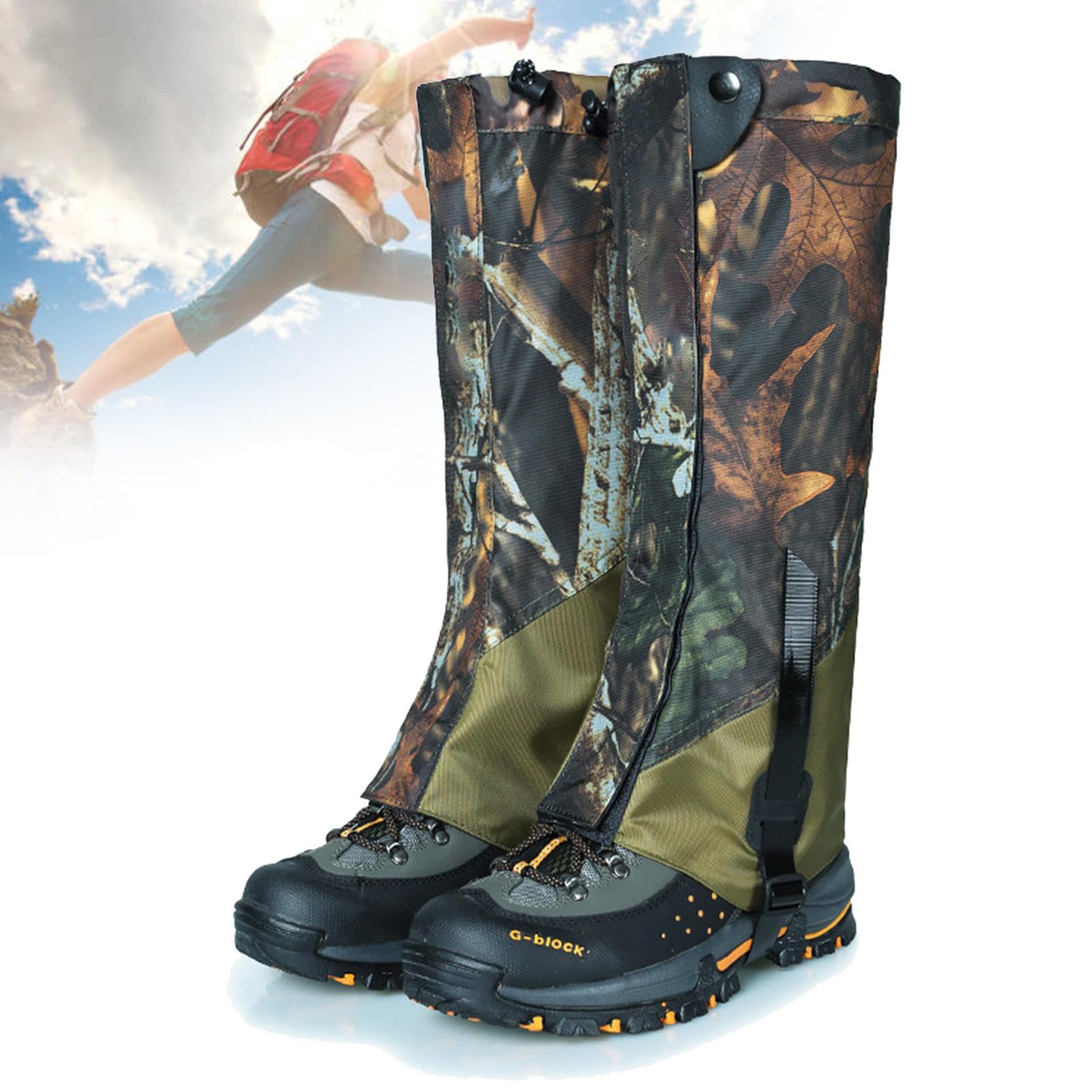 Guêtres de Jambe de Camouflage Couvre-Chaussures Imperméables, Guêtres de Chaussures Respirantes pour Hommes et Femmes, Guêtres de Bottes de Neige Réglables pour La Randonnée, Le Ski