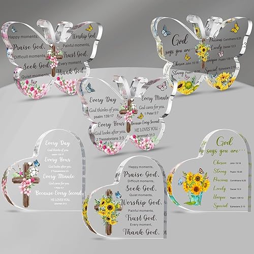 Miniatura 1 de Pinkunn 6 piezas de regalos cristianos de acrílico, regalos religiosos para mujeres, regalos inspiradores con versículos de la Biblia y oraciones,