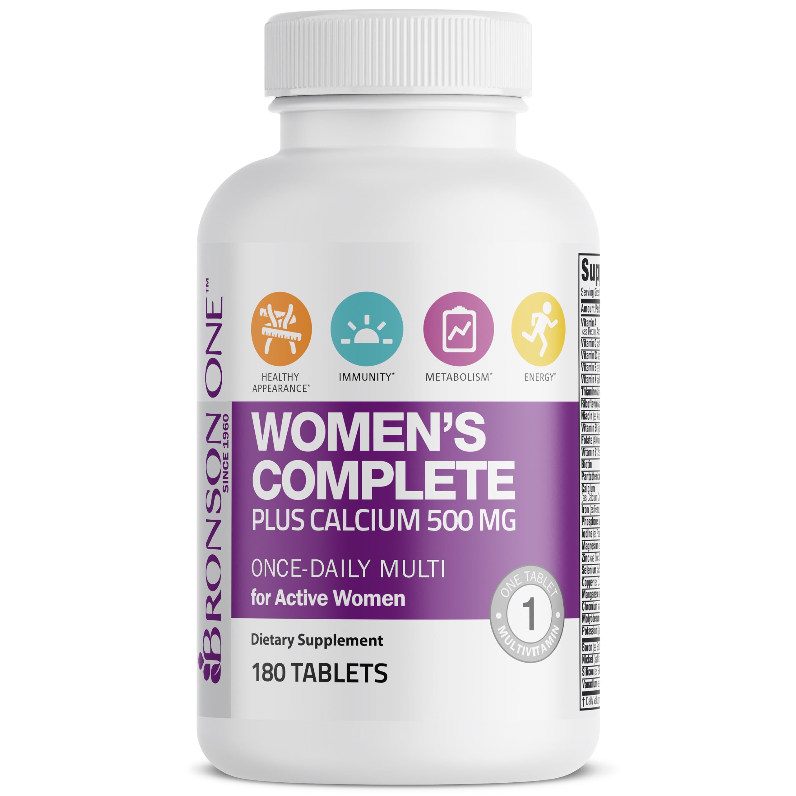 Bronson ONE Daily Women's Complete Multivitamin Multimineral, 180 Tablets — Amazon image 3