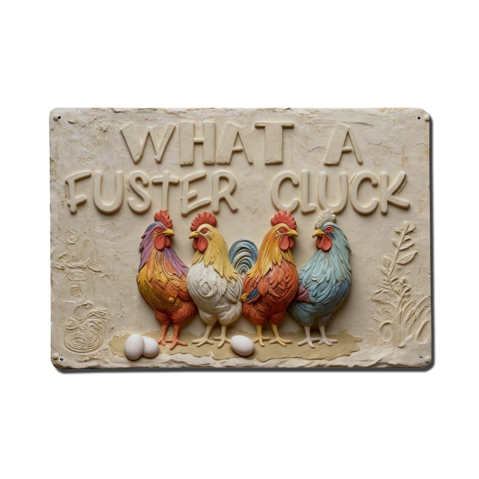 Iageret Vintage Colorful Roosters With Eggs And Text Metal Tin Sign Retro Wall Decor, Bar Garage Cafe Kitchen Home Wall Art Poster Decoration 8X12inches