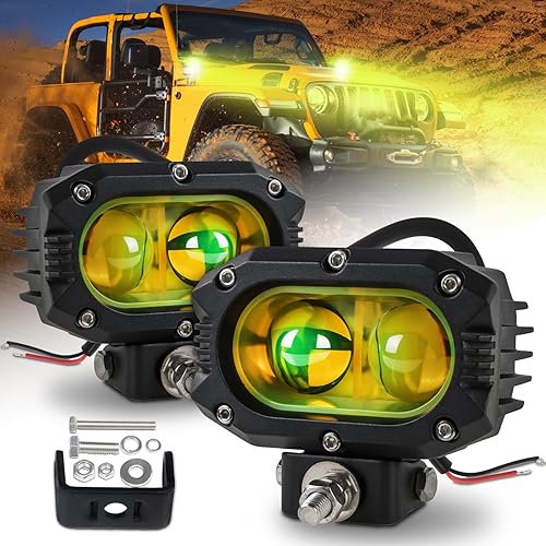 2 luces LED ámbar de 4 pulgadas, luz antiniebla para ATV, UTV, SUV, Wrangler Pickup, motocicleta, camiones, impermeable, IP67, chip LMP5050, luz