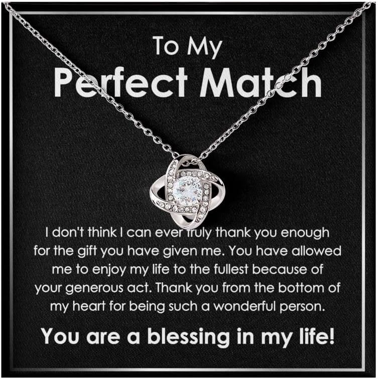 Kidney Donor Necklace Silver Plated Love Knot Mahogany - I Don't Think I Can Ever Truly Thank You - Encourage Recovery Meaningful Transplant